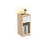 VASAGLE bedside table, 1 drawer, LED, USB-A and USB-C, Yellow/White, 25 × 59.5 × 30 cm