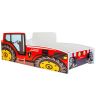 Bērnu gulta Farmi ar matraci 145 cm x 74 cm x 49 cm, sarkans traktors
