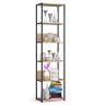 Grīdas plaukts, 6 plaukti, melnā un brūnā krāsā, 50 × 192 × 32 cm