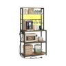 VASAGLE freestanding kitchen cabinet, 8 hooks, Brown/black, 80 × 168.4 × 40 cm