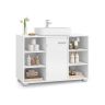 VASAGLE BBK507W01 washbasin cabinet, with adjustable shelves, gray/white, 30 × 90 × 60 cm