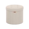 SONGMICS Round Folding Pouf with Storage Box, Sand, Ø 46 × 45 cm