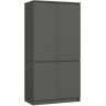 Skapis AKORD S90, 4 durvis un 4 plaukti, Pelēka, 90 × 180 × 51 cm