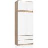 Skapis S90, 2 durvis un 2 atvilktnes, balta/brūna, 90 × 234 × 51 cm