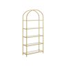 Shelf with 5 shelves made of tempered glass, gold color