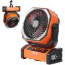 Pārnēsājams uzlādējams ventilators ar LED apgaismojumu, USB, 4 ātrumi, taimeris, 228,6 mm