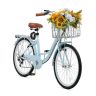 Kruīza velosipēds, 7 pārnesumi, 26 collas, gaiši zils, ar grozu un bagāžnieku