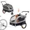 Suņu velosipēda piekabe ratiņi, līdz 40 kg, melni/pelēki