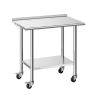 Virtuves darba galds VEVOR YH2-J-D-36, ar riteņiem un malu, 91,5 × 89,4 × 61 cm