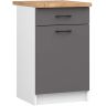 Virtuves skapītis OLIWIA S50, 1 atvilktne un 1 durvis, balts/pelēks, 50 × 85 × 46 cm