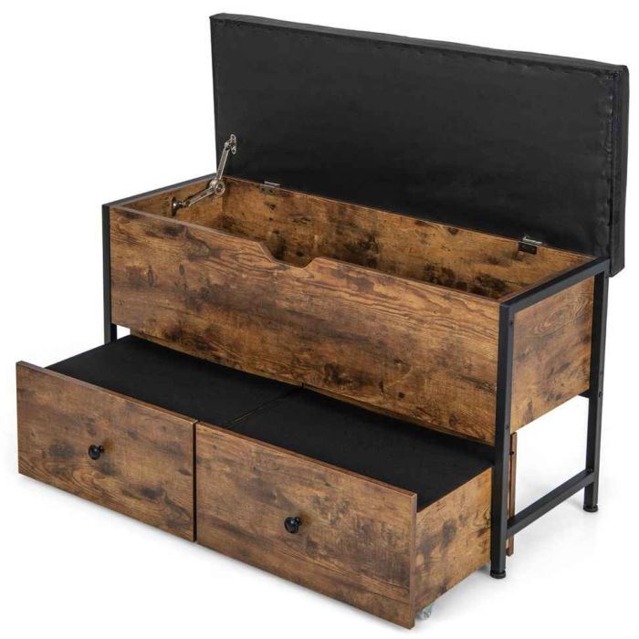 Скамейка для обуви 101x41x58 см, коричневый/черный цвет