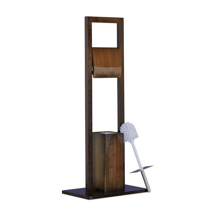 Держатель для туалетной бумаги с ёршиком 82x36x21 см., темно-коричневый/серебристый цвет