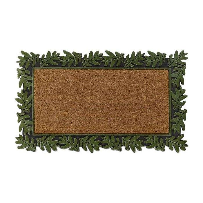 Придверный коврик "Листья" 75х45 см., зеленый/светло-коричневый