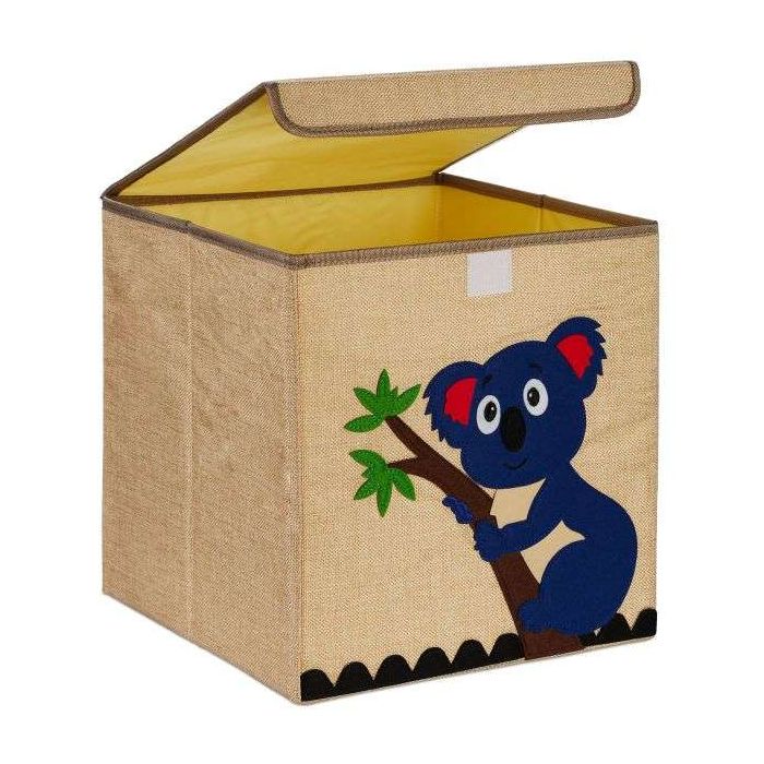 Складная коробка с крышкой 33х33х33см., бежевый/синий/коричневый