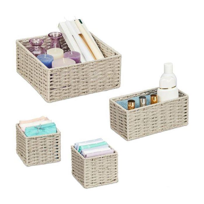 Набор из 4 корзин, цвет серый.