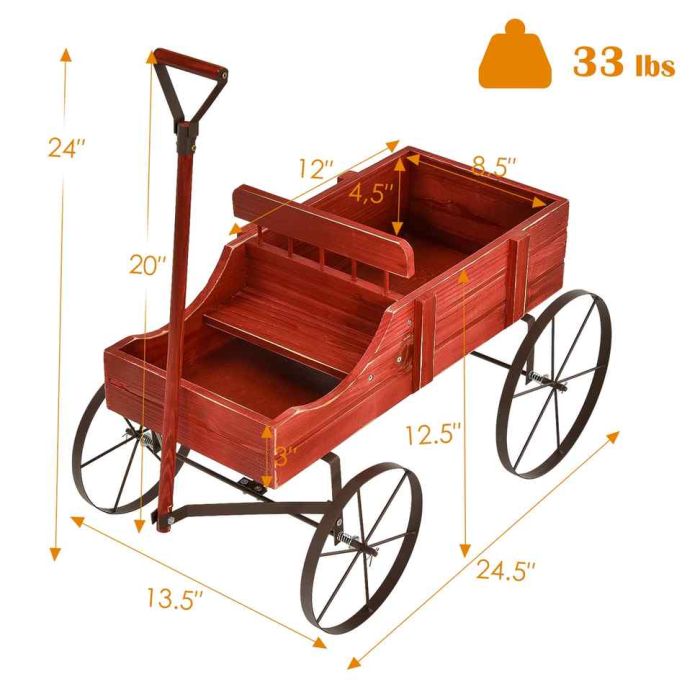 Подставка для цветов 62x34x60см, красного цвета