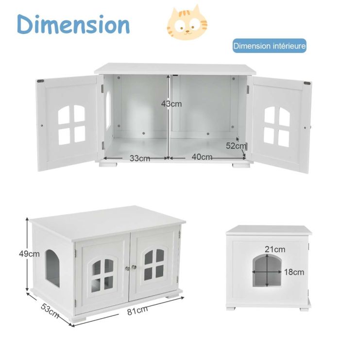 Туалет для кошек 81x53x49см, белого цвета