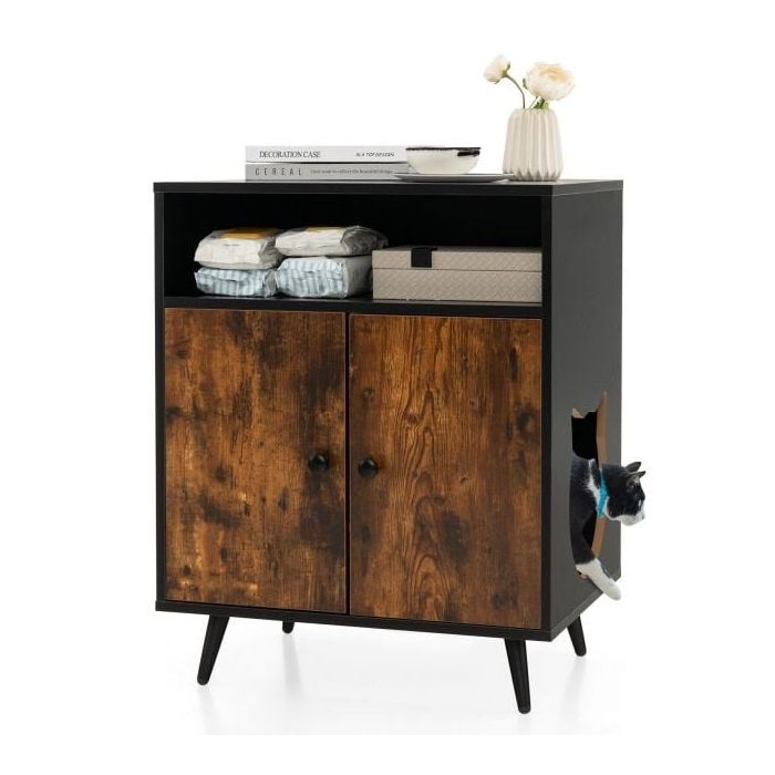 Кошачий туалет 60x45x75см, черно-коричневого цвета