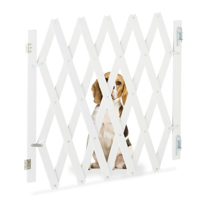 Akordeona tipa suņu vārtiņi Relaxdays 10045298.0, regulējama platuma, Balti, 126 × 70 × 1,5 cm