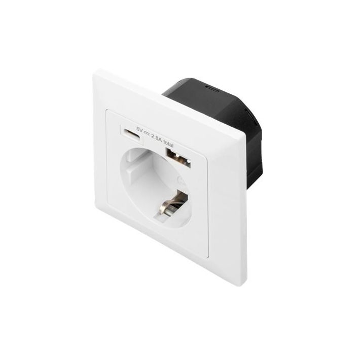 Drošības kontaktdakša Digitus DA-70615, 1 USB Type-C, 1 USB A