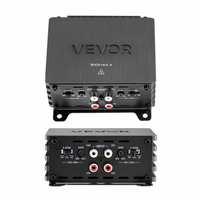 Automašīnas audio pastiprinātājs VEVOR MXD160.4, 4 kanālu, 111 × 110 × 49 mm