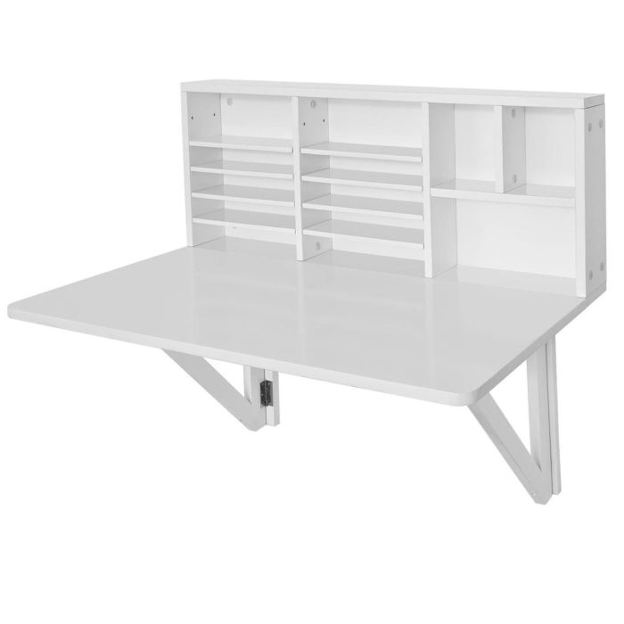 Настенный складной письменный стол 90x60x76см., белого цвета