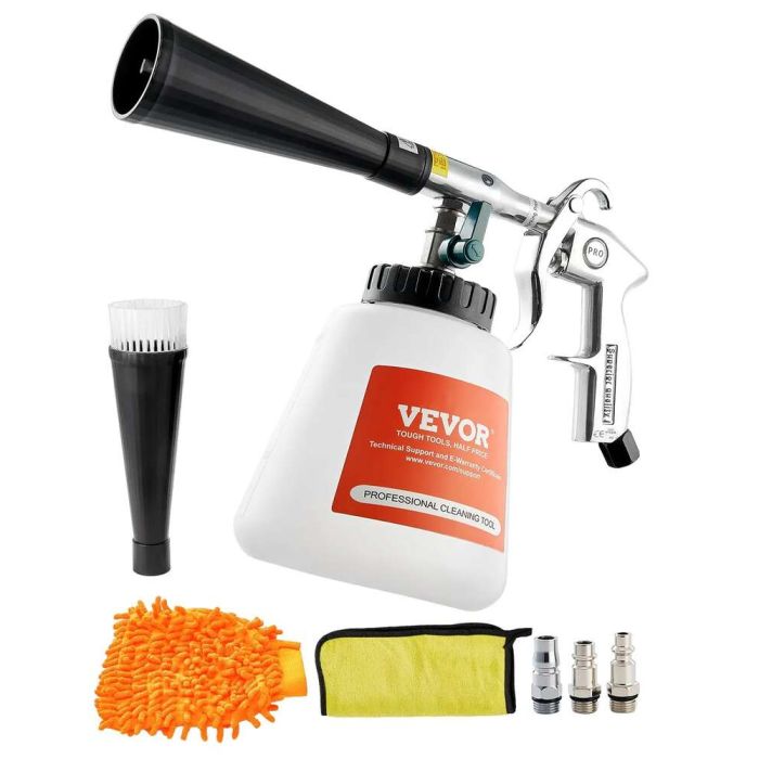 Пневматический пистолет для чистки автомобиля с 2 насадками и бутылкой объемом 1 л.