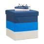 Salokāms sēdeklis ar atveramu vāku 38x38x38cm, zils/krēmkrāsas/tumši zils