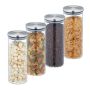 Komplektā 4 caurspīdīgi konteineri beztaras produktiem 22x9,5cm, 1,3L., sudraba krāsā