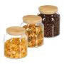 Komplektā 3 caurspīdīgi konteineri beztaras produktiem 14x12cm, 1L, gaiši brūns