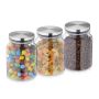 Komplektā 3 caurspīdīgi konteineri beztaras produktiem 14x10cm, 0,7L., sudraba krāsā