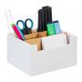 Rakstāminstrumentu organizators 9,5x18x15 cm., balts/gaiši brūns