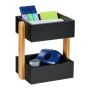 Rakstāminstrumentu organizators ar 2 nodalījumiem 25x22x16,5 cm., melns/gaiši brūns