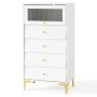 Kumode 60x40x112,5cm, baltas/zeltains