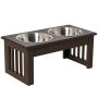 Миски с подставкой PawHut 44x24x15см, тёмно-коричневого/серебристого цвета