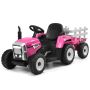 Bērnu elektriskais traktors 35x51x153cm, melnas/rozā krāsas