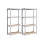 Комплект из 2 полок для хранения 40x80x160 см, серебристый/светло-коричневый