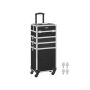 Liela, aizslēdzama kosmētikas soma uz riteņiem, melna