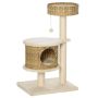 Домик для кошек с когтеточкой PawHut 55x47x95см, кремовый/светло-коричневый