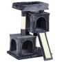 Домик для кошек с когтеточкой PawHut 59x39x83см, темно-серый/кремовый