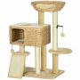 Домик для кошек с когтеточкой PawHut 60x40x98см, светло-коричневого цвета
