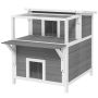 Домик для кошек PawHut 64x87x76см, серо-белый