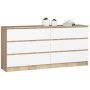 Kumode NORE K160 ar 6 atvilktnēm, ozols/balta