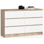 Kumode NORE K120 ar 6 atvilktnēm, ozols/balta
