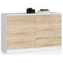 Kumode NORE K120 ar 6 atvilktnēm, ozols/balta