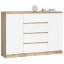 Kumode NORE K140 ar 4 atvilktnēm, ozols/balta