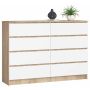 Kumode NORE K140 ar 8 atvilktnēm, ozols/balta