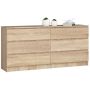 Kumode NORE K160 ar 6 atvilktnēm, ozolkoka krāsā