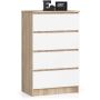 Kumode NORE K60 ar 4 atvilktnēm, ozols/balta