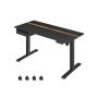 Augstumā regulējams elektriskais rakstāmgalds 60 x 140 cm ar rozetēm un USB portiem, melns